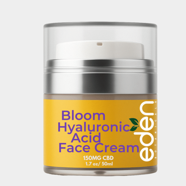 Bloom Hyaluronic Acid Face Serum – 150mg CBD with botanical hyaluronic acid in 1.7oz airless pump bottle