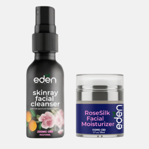 CBD Skincare Calm and Hydration Bundle featuring cleanser and moisturizer with full-spectrum CBD for soothing and hydrating sensitive skin