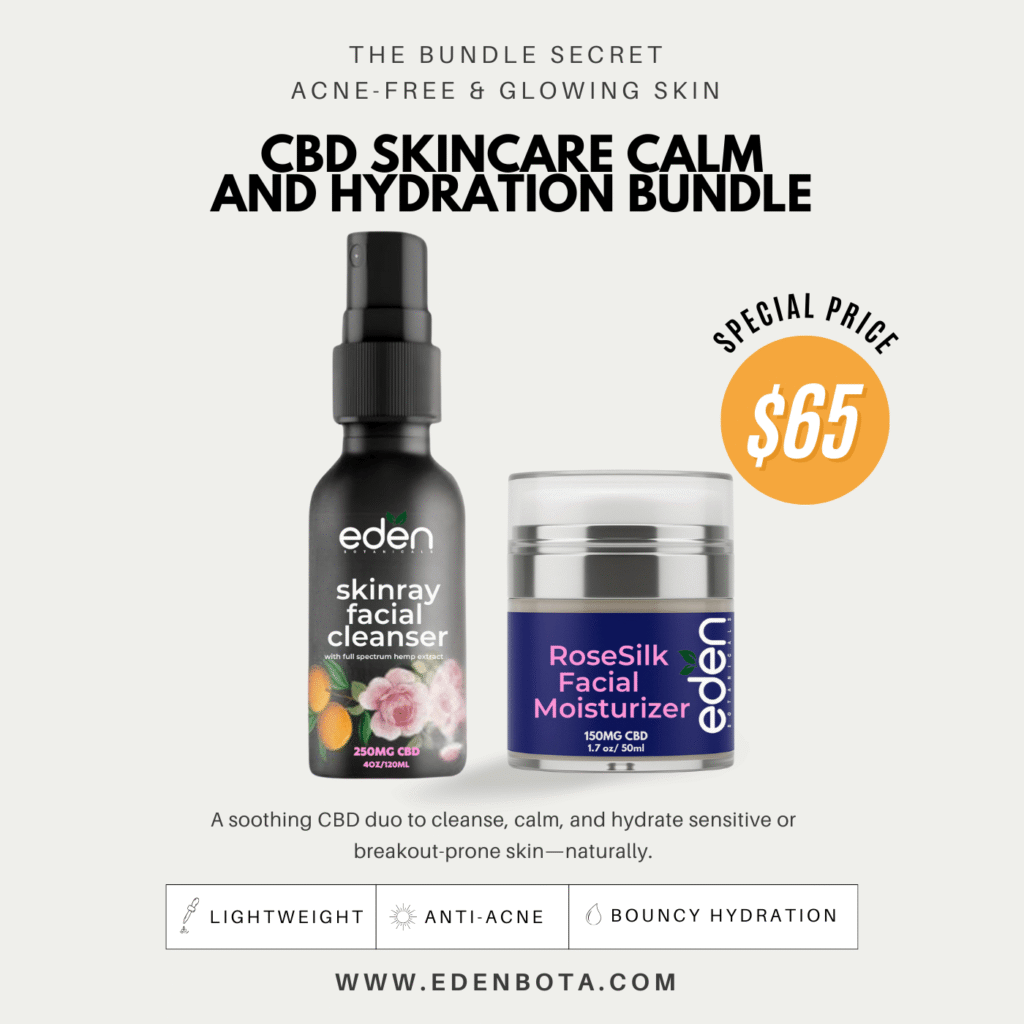 CBD Skincare Calm & Hydration Bundle – SkinRay Cleanser and RoséSilk Moisturizer for acne-prone and sensitive skin